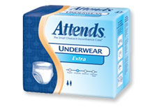 This is an image of a box of Attends AP Extra Absorbancy Protective Underwear